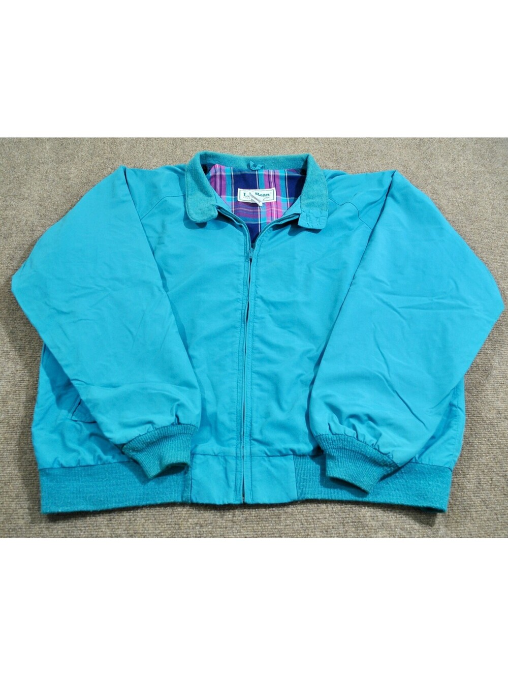 L.L. Bean Outdoors Zip Blue Plaid Lined 90s Wind Rain Vintage Jacket X-Large